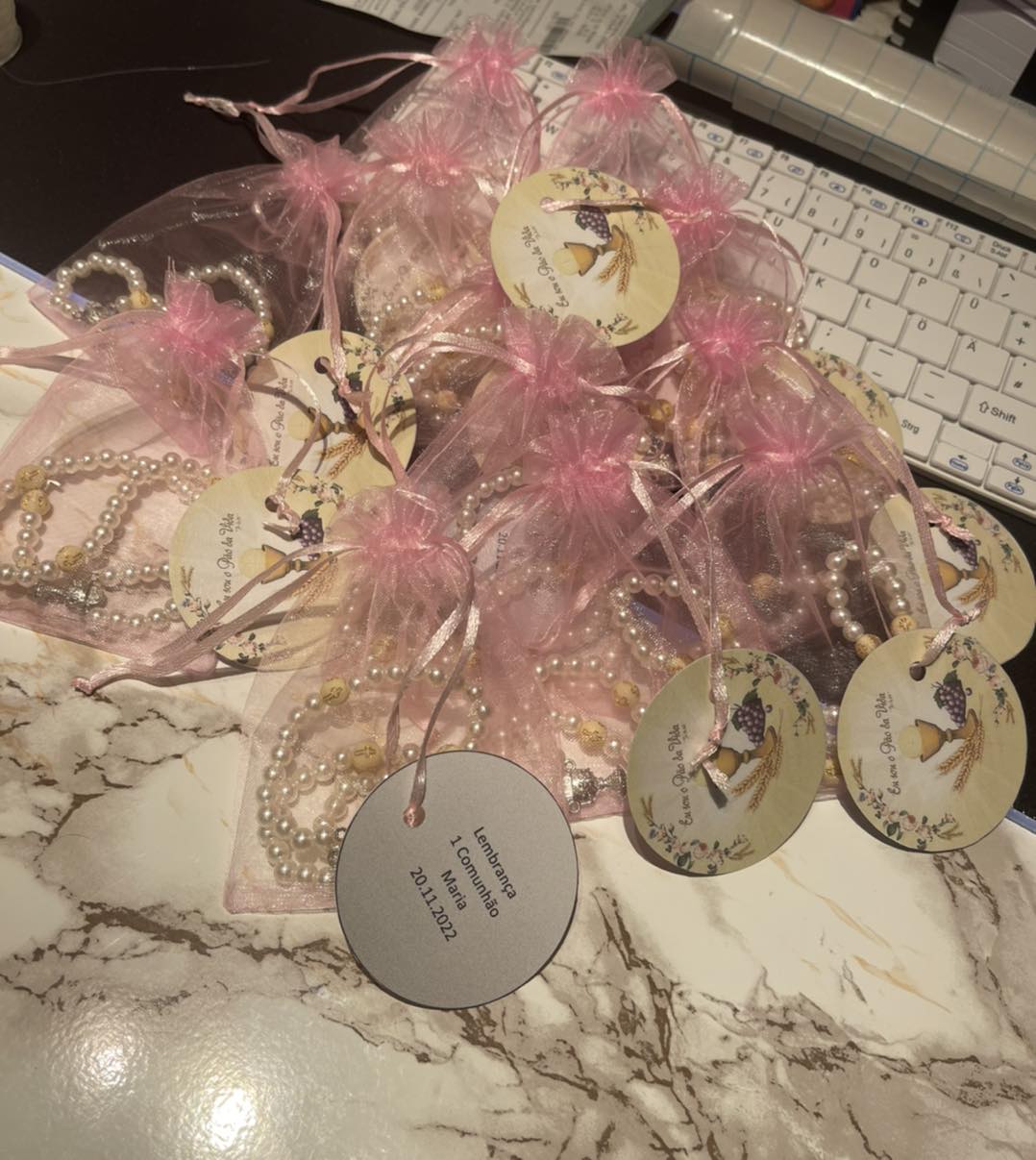 Kit com 5 Terços Personalizados para Lembrancinhas